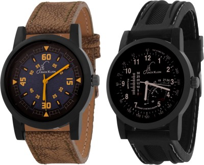 Jack Klein 2 Elegant Black & Brown Strap Quartz Watch  - For Men   Watches  (Jack Klein)