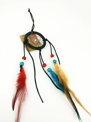 

Neu-lite BlACK Dream Catcher Wall Hanging - Attract Positive Dreams & Positive Thinking Wool Windchime(15 inch, Multicolor)