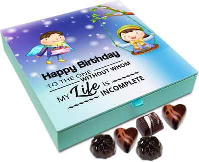 

Chocholik Gift Box - Happy Birthday To The One Without Whom My Life Is Incomplete Chocolate Box - 9pc Truffles(108 g)
