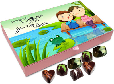 

Chocholik Gift Box - I Promise To Always Treat You Like A Queen Chocolate Box - 12pc Truffles(144 g)