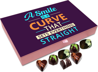 

Chocholik Gift Box - Smile Is A Curve That Sets Everything Straight Chocolate Box - 12pc Truffles(144 g)