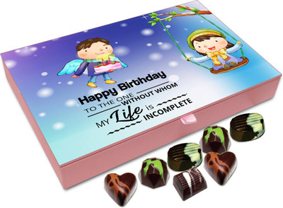 

Chocholik Gift Box - Happy Birthday To The One Without Whom My Life Is Incomplete Chocolate Box - 12pc Truffles(144 g)