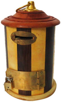 

VAS Collection Home Money Box Post Office With Lock Kids Gift Piggy Home Decor Wooden Coin Bank(Brown)