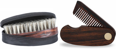 

Beardhood Boar Bristles Beard Brush & Folding Beard Comb(Set of 2)