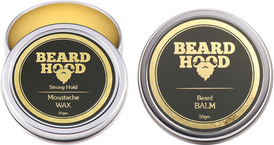 

Beardhood 100% Natural Mustache Wax Strong Hold (30g) & 100% Natural Beard Balm (50g)(Set of 2)