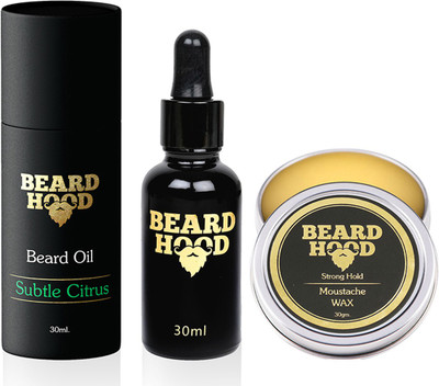 

Beardhood Subtle Citrus Beard Oil (30ml) & 100% Natural Mustache Wax Strong Hold (30g)(Set of 2)