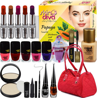

ColorDiva Makeup Combo Sets With Skin Diva Skin Care Facail Kit-80g Pack of 24 Pc(Set of 24)
