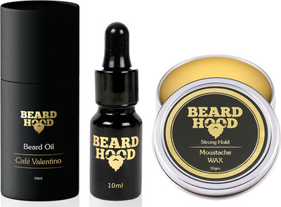 

Beardhood Café Valentino Beard Oil (10ml) & 100% Natural Mustache Wax Strong Hold (30g)(Set of 2)