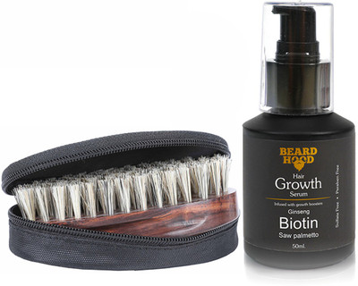 

Beardhood Boar Bristles Beard Brush & Beard & Hair Growth Serum (50ml)(Set of 2)