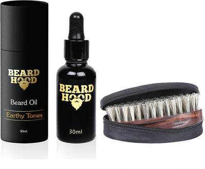 

Beardhood Earthy Tones Beard Oil (30ml) & Boar Bristles Beard Brush(Set of 2)