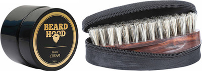 

Beardhood Boar Bristles Beard Brush & 100% Natural Beard Cream (50g)(Set of 2)
