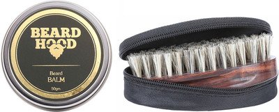 

Beardhood 100% Natural Beard Balm (50g) & Boar Bristles Beard Brush(Set of 2)