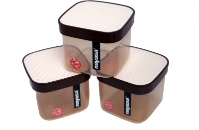Nayasa FUSION STYLE  - 750 ml Plastic Grocery Container (Pack of 3, Brown)