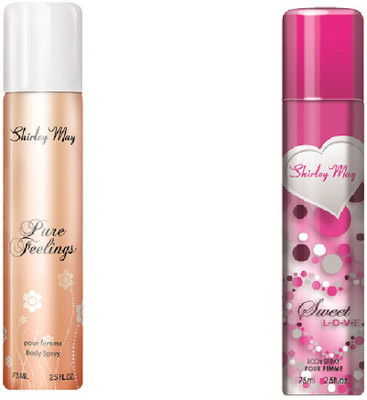

SHIRLEY MAY Pure Feeling with Sweet Love (Imported from U.A.E) Perfume Body Spray - For Women(75 ml, Pack of 2)