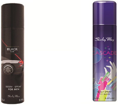 

SHIRLEY MAY Black car with Cascade (Imported from U.A.E) Perfume Body Spray - For Men & Women(75 ml, Pack of 2)