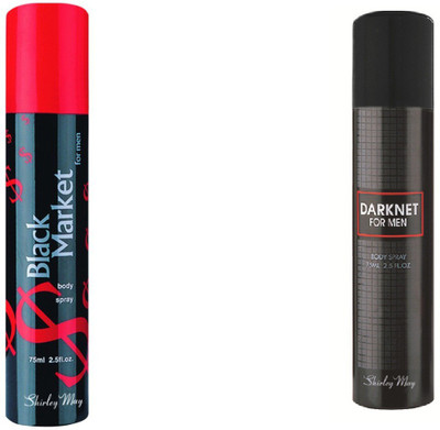 

SHIRLEY MAY Black Market with Darknet (Imported from U.A.E) Perfume Body Spray - For Men(75 ml, Pack of 2)