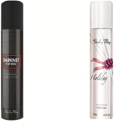 

SHIRLEY MAY Darknet with Holiday (Imported from U.A.E) Perfume Body Spray - For Men & Women(75 ml, Pack of 2)