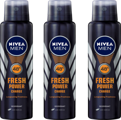 

Nivea fresh power charge Deodorant Spray - For Men(450 ml, Pack of 3)