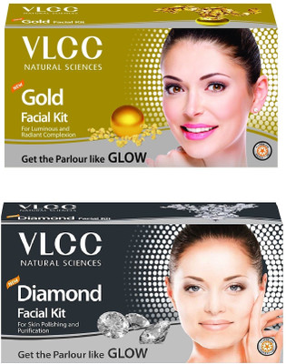

VLCC Gold Facial Kit (60Gm) + Diamond Facial Kit (50Gm) Combo, 110 g(Set of 2)