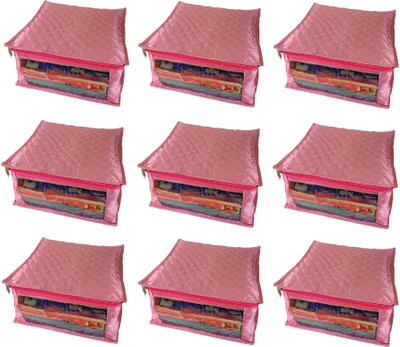 

Addyz Plain Pack of 9 Pisces Plain Large Satin Saree Salwar Suit Kamiz Cover Storage Bag(Pink)