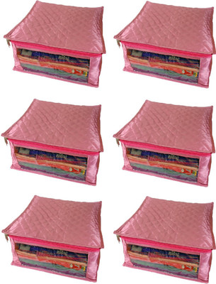 

Addyz Plain Pack of 6 Pisces Plain Large Satin Saree Salwar Suit Kamiz Cover Storage Bag(Pink)