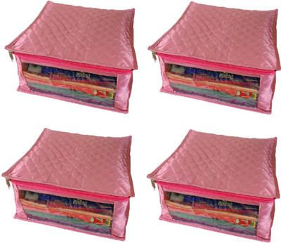 

Addyz Plain Pack of 4 Pisces Plain Large Satin Saree Salwar Suit Kamiz Cover Storage Bag(Pink)