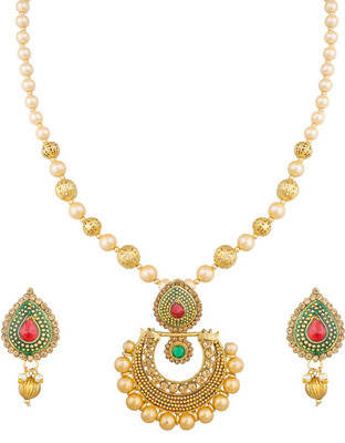 LUXOR Alloy Gold-plated Gold, Green, Maroon, White Jewellery Set(Pack of 1)