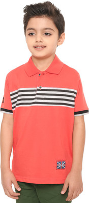 

Body Glove Boy's Striped Cotton T Shirt(Red, Pack of 1, Pink