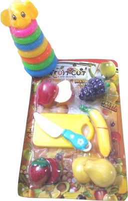 

Imstar Sliceable Fruit Cutting & Rock-a-Stack Play Toy Set(Multicolor)