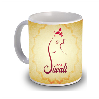 

New Star Light India Yellow Ganesha Print Diwali Coffee Ceramic Mug(350 ml)