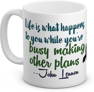 OyeHoe John Steve Quoted White Coffee Ceramic Mug(300 ml), Multicolor