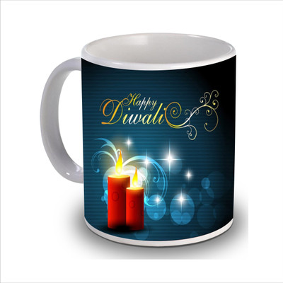 

New Star Light India Red Candles Printed Diwali Coffee Ceramic Mug(350 ml)