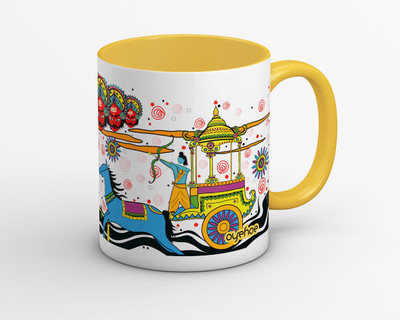 OyeHoe Exclusive Diwali Hanuman Ram Lanka Dahan Coffee Ceramic Mug(300 ml), Multicolor