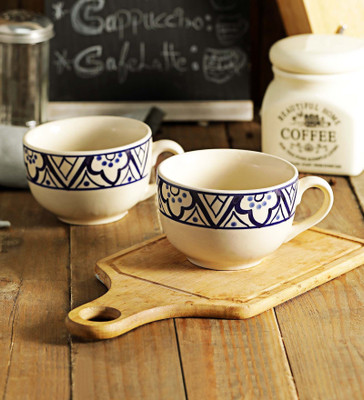 

Miah Décor Ceramic Handpainted Designer Jumbo Coffee Cups, 400 ml, Set of 2, Blue Ceramic Mug(500 ml, Pack of 2), Multicolor