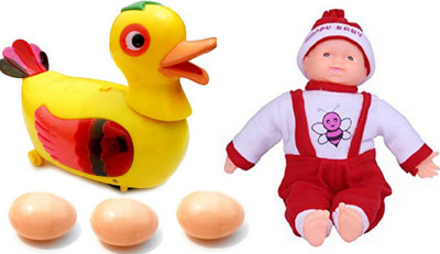 

J H Traders Musical Laughing Baby with Egg Laying Duck(Multicolor)