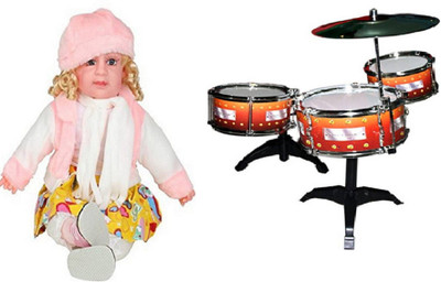 

J H Traders Musical Jazz Drum with Nylon Doll for kids(Multicolor)