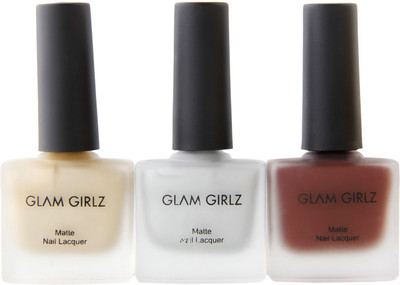 

Glam Girlz Matte Nail Polish Combo(109-99-119) light gold, silver, brick(Pack of 3)