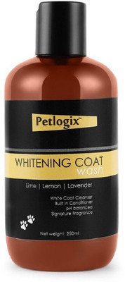 

Petlogix Whitening Coat Wash Pet Shampoo for Dogs, Kitten and Cats - 100% Natural White Coat Cleanser Shampoo with Lemon, Lime and Lavender Flower Extract for Itching, Dry, Sensitive Skin 250 ml Pet Coat Cleanser(Suitable For Dog, Cat)