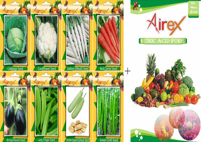 

Airex Cabbage, Cauliflower, Daikon, Red Carrot, Brinjal Round, Lady Finger, Bottle Gourd, and Green Chilli Seed(20 per packet)