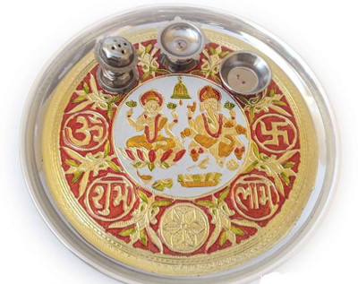 

MYEBIZSTORE LAXMI GANESH POOJA THALI Steel(1 Pieces, Multicolor)