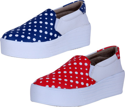 

IndiWeaves Sneakers For Women(White, Blue, White, Red