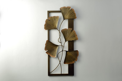 

VedasExports Ginko Leaf Panel Decorative Showpiece - 95 cm(Iron, Brown)