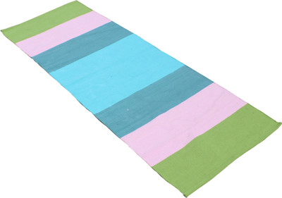 

Ryan 100 % cotton handwoven yoga mat Multicolor 3 mm Yoga Mat, Green;skyblue