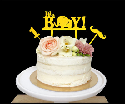 

Naveed Arts  Acrylic cake topper Sticker(Pack of 3, Gold mirror