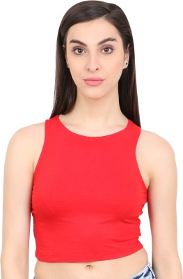 Cation Casual Sleeveless Solid Women Red Top