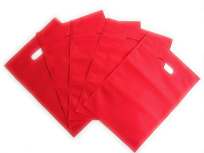 

oripol Non-Woven shopping,carry,retail,grocery,reusable,foldable,eco friendly Bag D-Cut (Red,12"X16",Pack of 50)(Red)