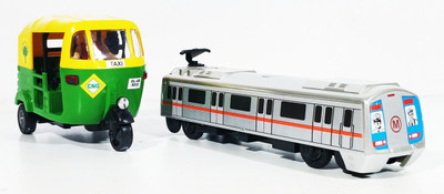 

Jack Royal Set of 2 Toy Metro and Auto (Pull Back toy)(Multicolor)