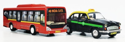 

Jack Royal Set of 2 Toy Bus and City Taxi(Pull Back toy)(Multicolor)