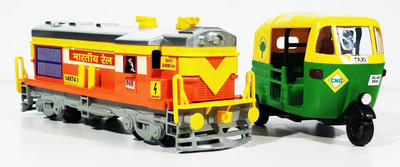 

Jack Royal Set of 2 Toy Train Engine and Auto (Pull Back toy)(Multicolor)