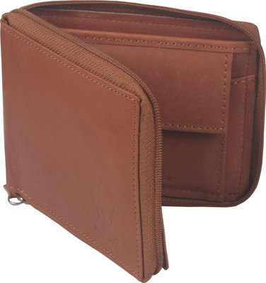 

Hidelink Men Brown Genuine Leather Wallet(6 Card Slots)